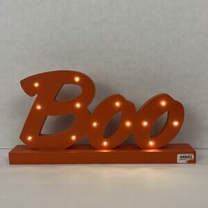 Lighted "Boo" Wooden Sign Halloween Orange 15 x 7.5 inches Decor Trick or Treat